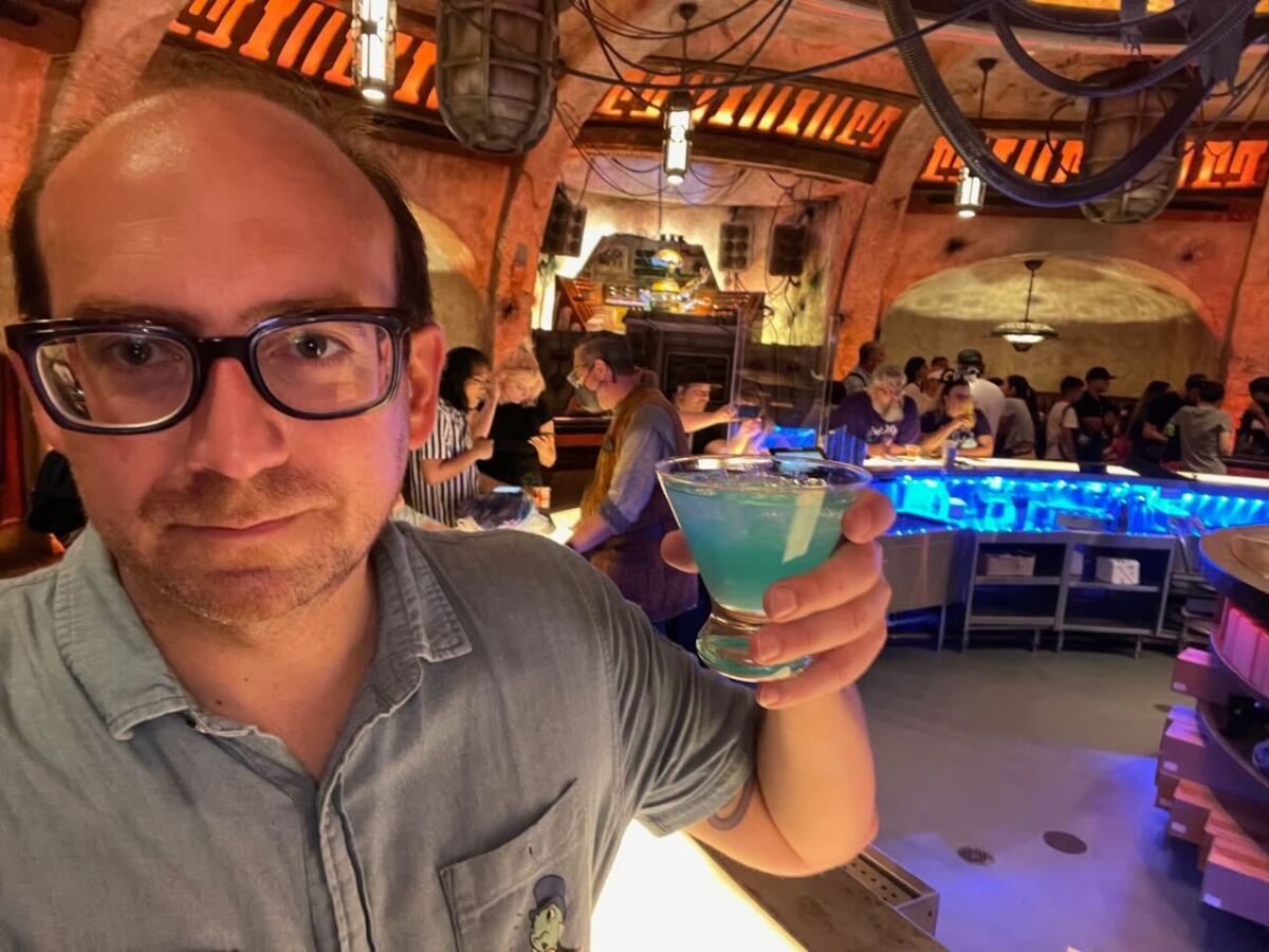 The writer, Todd Martens, at Oga's Cantina on a solo Disneyland trip.