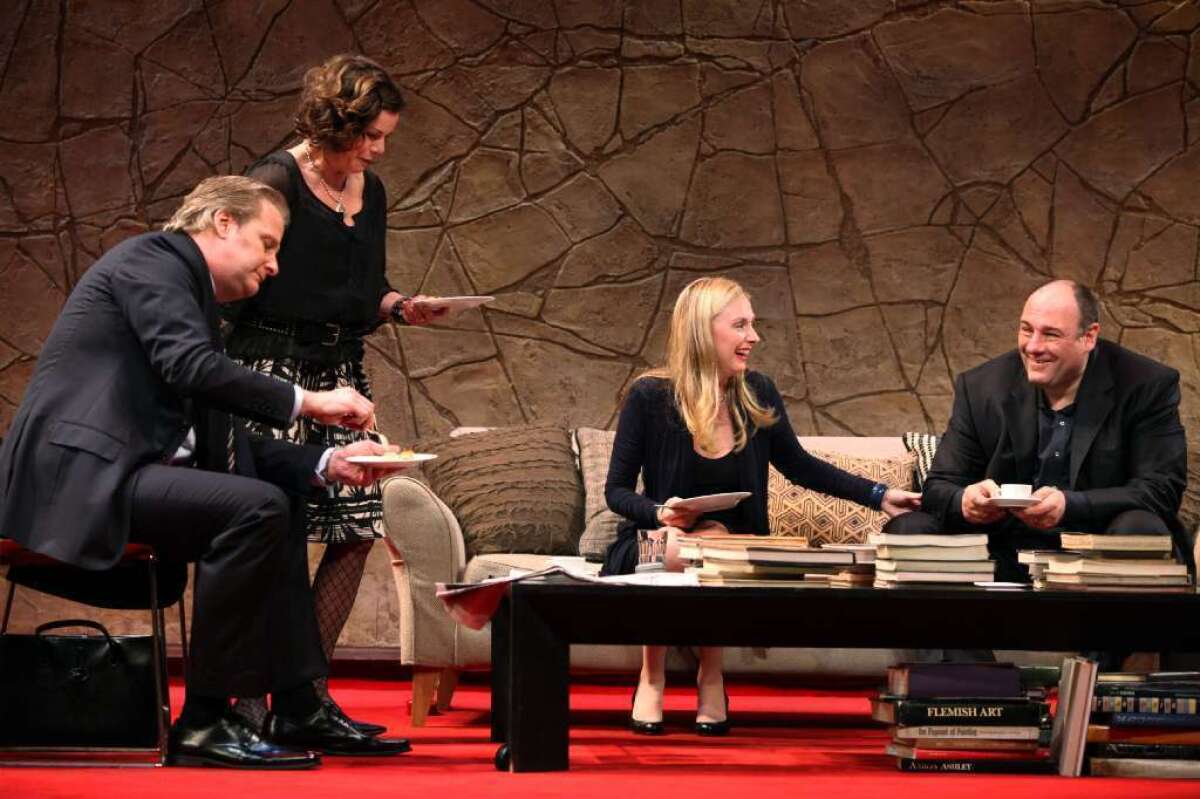The original Broadway cast of "God of Carnage" -- from left, Jeff Daniels, Marcia Gay Harden, Hope Davis and James Gandolfini -- reunited to do the play at the Ahmanson Theatre in 2011.