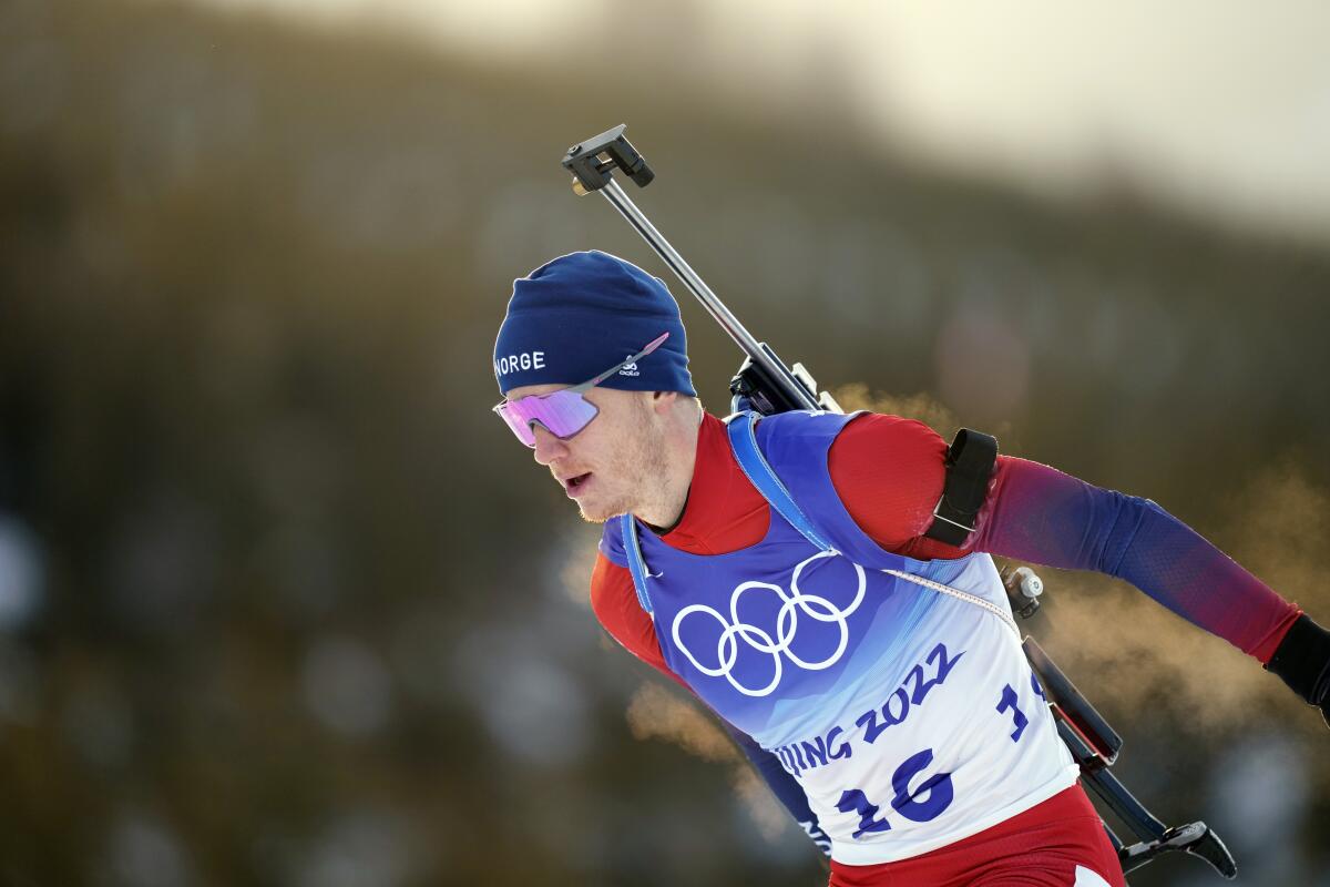 Johannes Thingnes Boe of Norway is on his way to a gold medal.