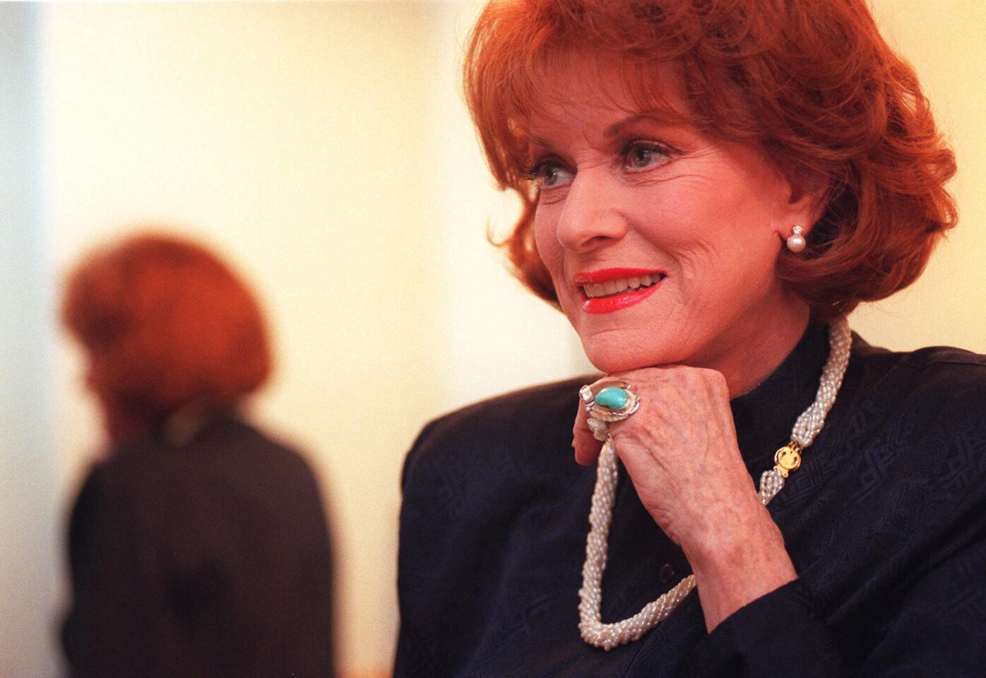 Maureen O'Hara is seen before her appearance on the "Tom Snyder Show" on Nov. 12, 1998.