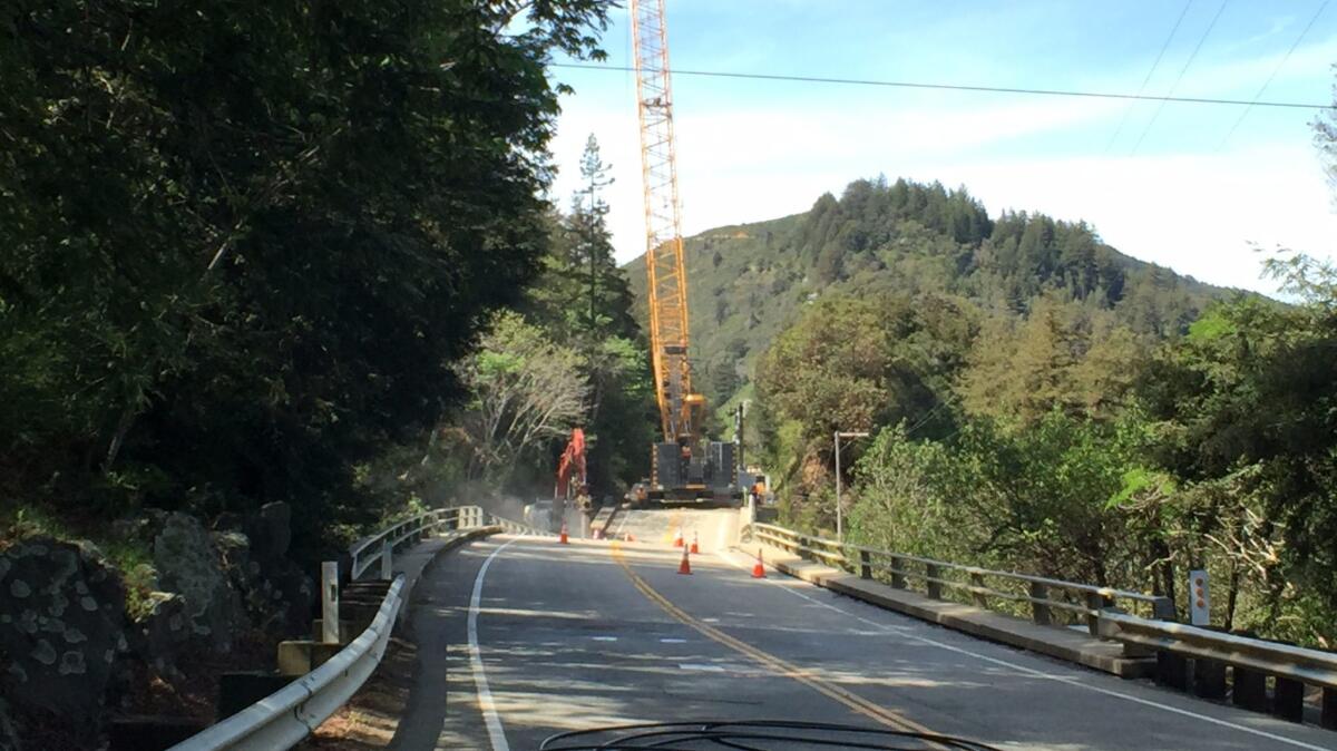 On Highway 1 in Big Sur, the Pfeiffer Canyon Bridge has buckled.