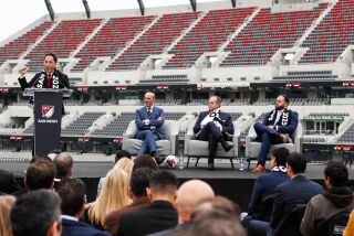 San Diego, CA - May 18: San Diego mayor Todd Gloria speaks during an event to unveil San Diego as the home of Major League Soccer's 30th franchise at Snapdragon Stadium on Thursday, May 18, 2023 in San Diego, CA. (Meg McLaughlin / The San Diego Union-Tribune)