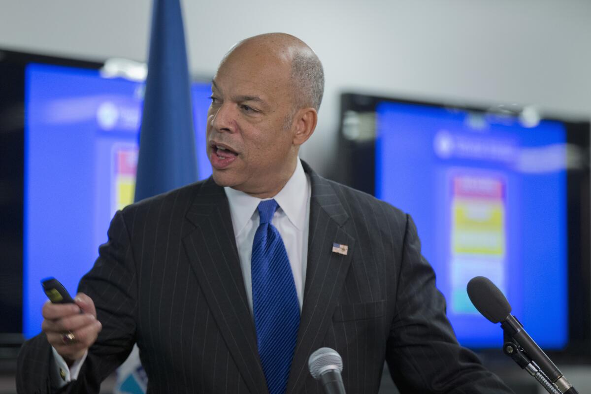 Homeland Security Secretary Jeh Johnson discusses the updates to the National Terrorism Advisory System on Dec. 16.