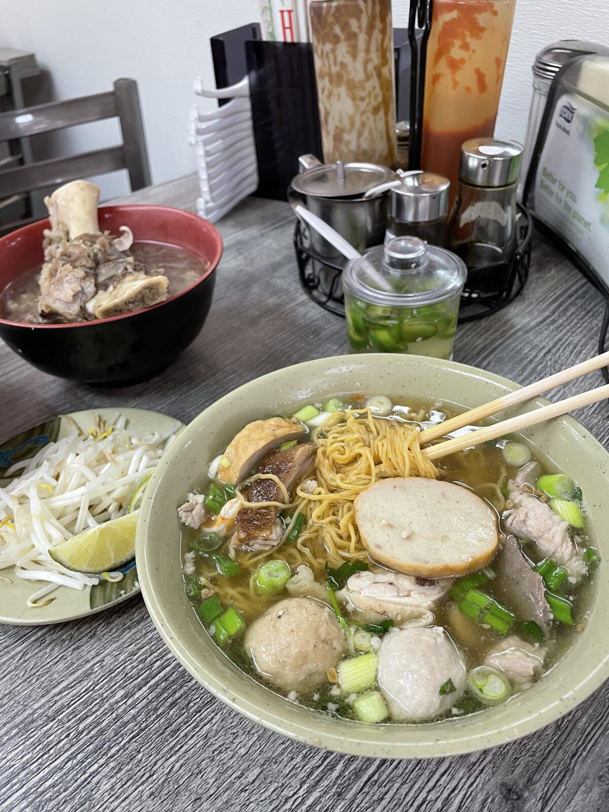 Hu tieu nam vang served as a soup at Trieu Chau, with the "Chao Chow" option.