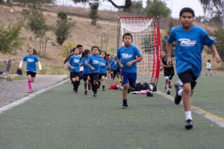 National City, California - June 02: Youth participate in soccer practice on Thursday, June 2, 2022 in National City, California. The soccer club began in January of this year after not having a league for over a decade and now has about 40 kids participating. (Ana Ramirez / The San Diego Union-Tribune)