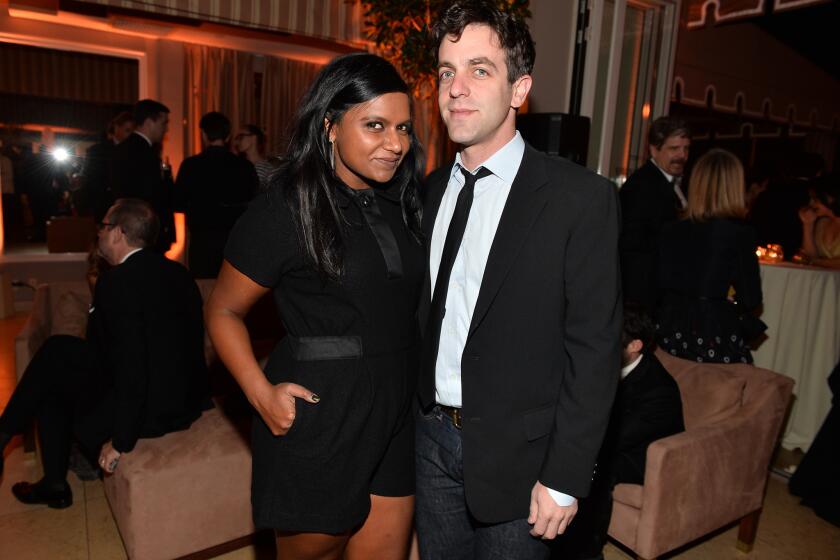 Mindy Kaling and B.J. Novak attend the Weinstein Co./Netflix SAG Awards after-party in West Hollywood on Jan. 18.