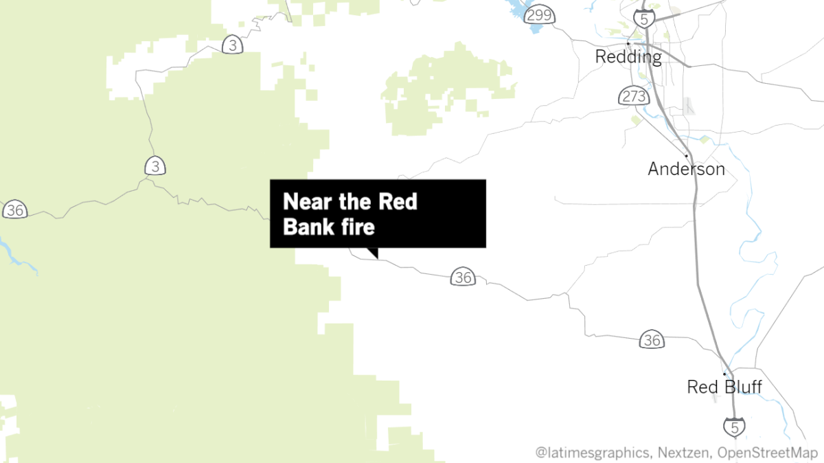 The Red Bank fire was headed northwest Thursday evening toward Highway 36.