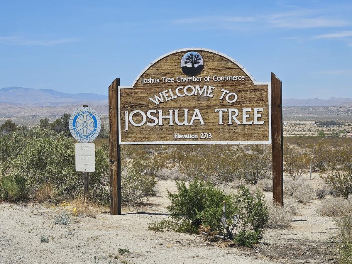 Opposite the"Welcome to Joshua Tree" sign, a 2.5-acre parcel of land is the intended site for the new art museum.