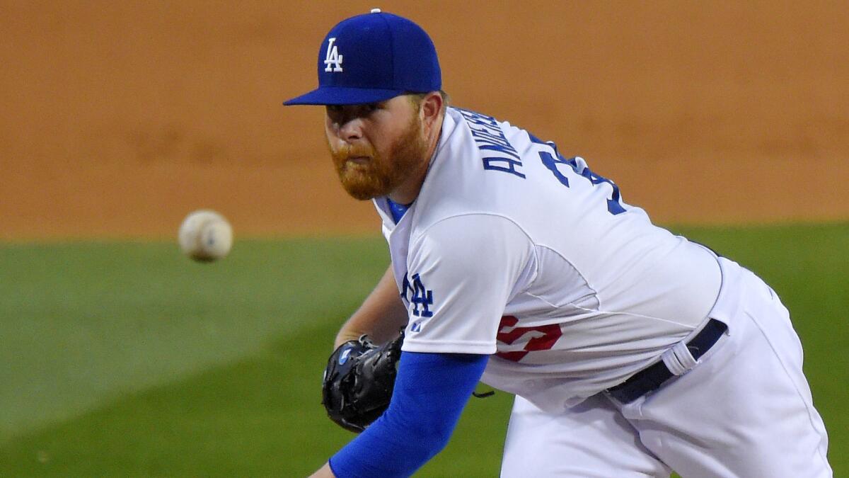 Dodgers starter Brett Anderson delivers a pitch during a game against the Colorado Rockies on May 14, 2015.