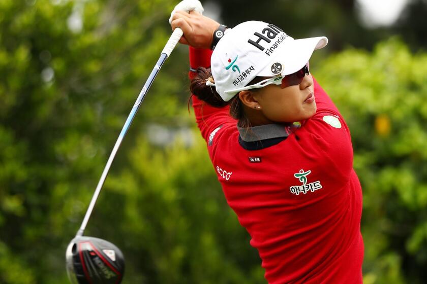 LOS ANGELES, CALIFORNIA - APRIL 28: Minjee Lee of Australia plays her shot from the second tee during the final round of the HUGEL-AIR PREMIA LA Open at Wilshire Country Club on April 28, 2019 in Los Angeles, California. (Photo by Yong Teck Lim/Getty Images) ** OUTS - ELSENT, FPG, CM - OUTS * NM, PH, VA if sourced by CT, LA or MoD **