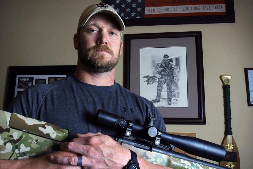 Chris Kyle, a former Navy SEAL and author of the book "American Sniper," is seen in Midlothian, Texas, in 2012.