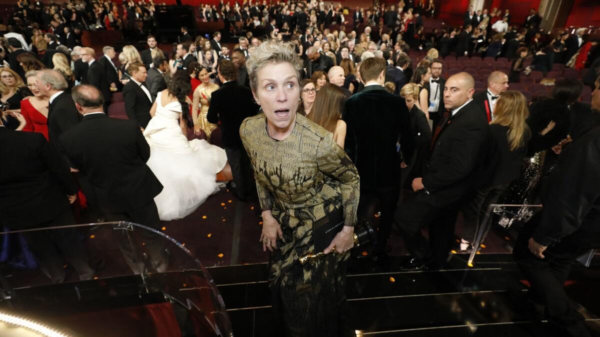 Frances McDormand from backstage at the 90th Academy Awards