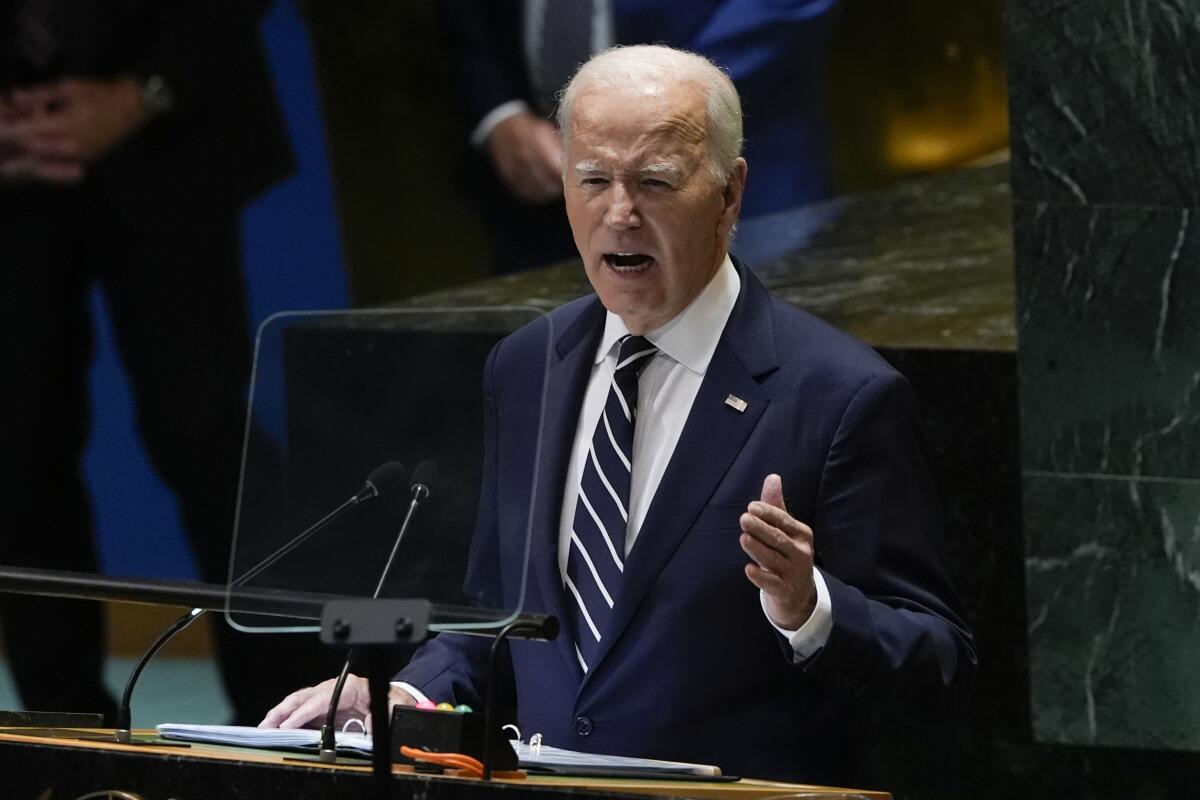 President Biden speaks at he United Nations General Assembly.