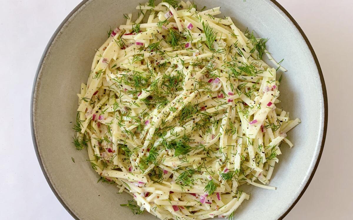 Kohlrabi and Apple Slaw With Yogurt and Cumin