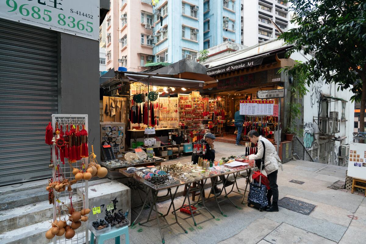An antiques market in the Sheung Wan neighborhood of Hong Kong.