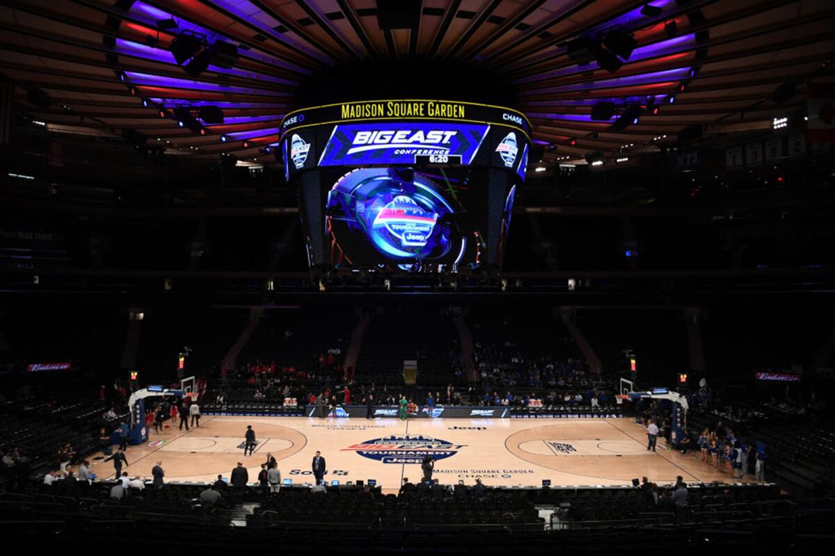 A general view of the arena before the first half between the St. John's and Creighton during the quarterfinals of the Big East Basketball tournament on Thursday in New York City.