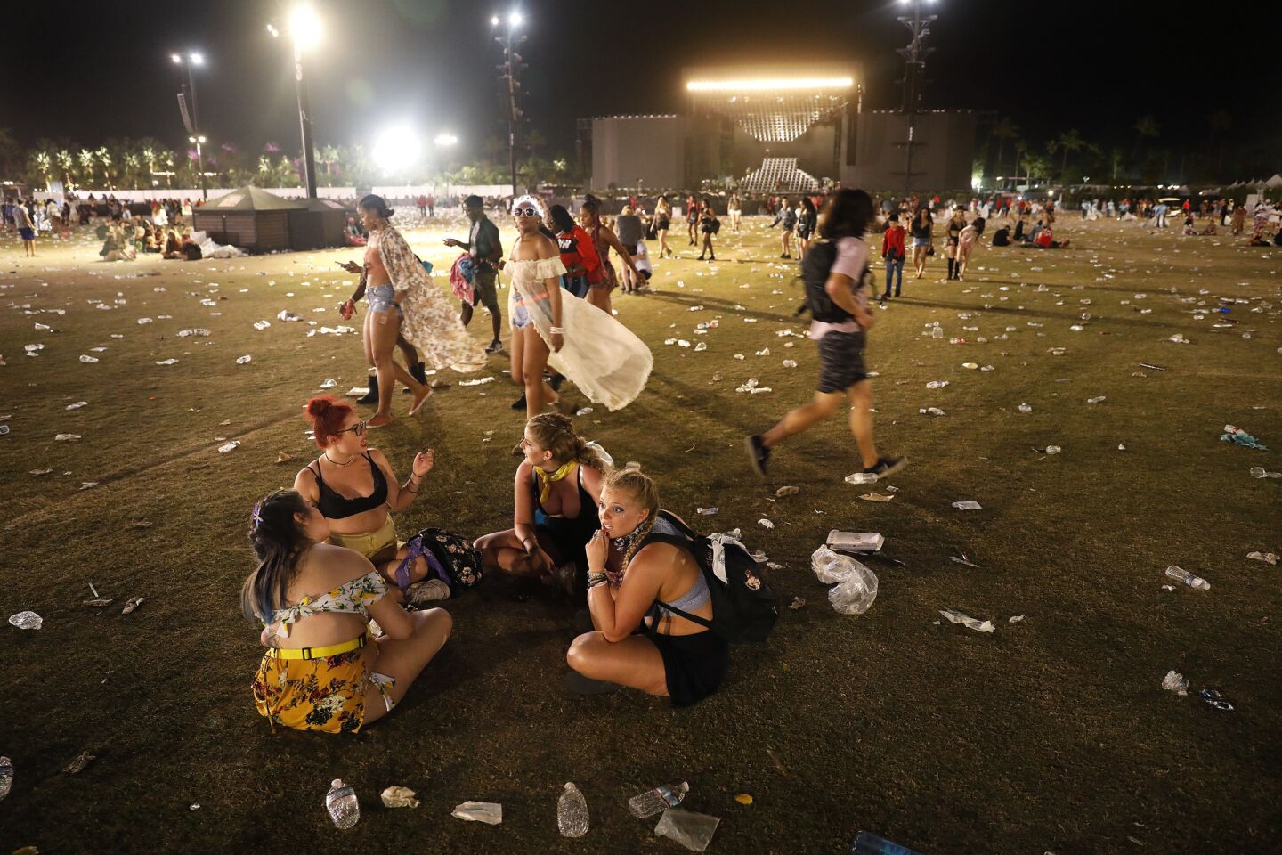 Music fans linger after Beyonce's performance at Coachella Weekend 2 Saturday.
