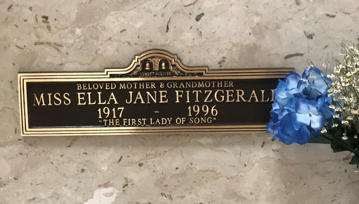Ella Fitzgerald's final resting place at Inglewood Park Cemetery.