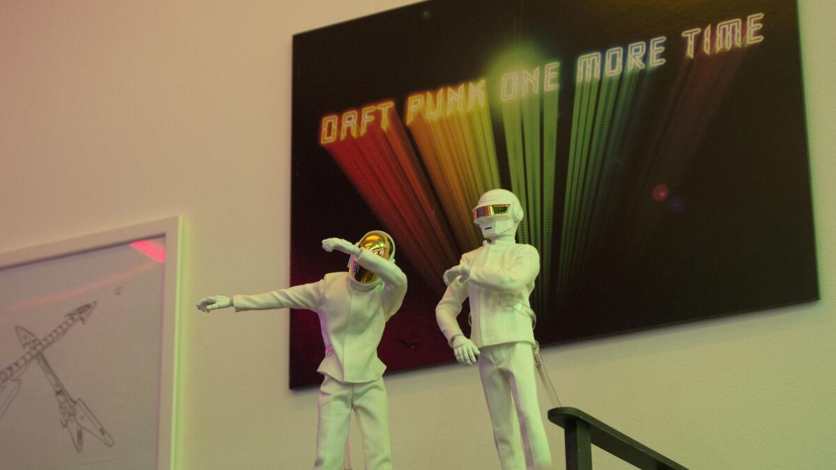Daft Punk figurines are seen at the techno pop duo's shop on Melrose Avenue.