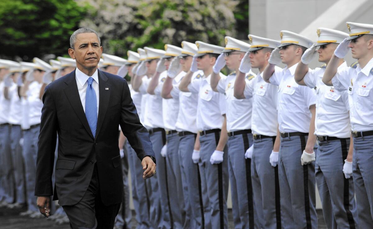 President Obama, shown arriving at West Point in May, and his security strategy have been criticized by Republicans.