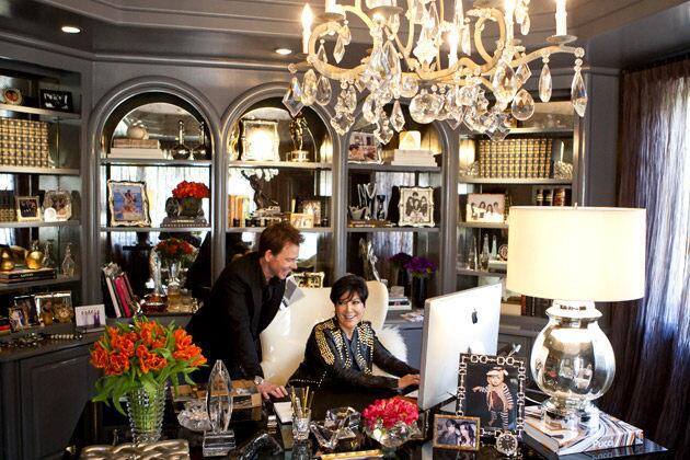 Kris Jenner and interior designer Jeff Andrews discuss finishing touches for her home office.