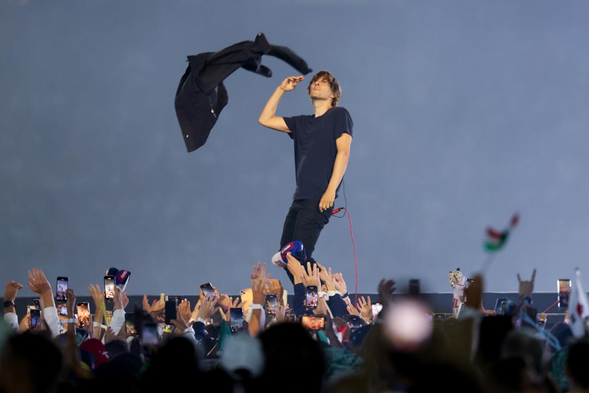 Phoenix performs during the closing ceremony of the 2024 Paris Olympics at Stade de France on Sunday.