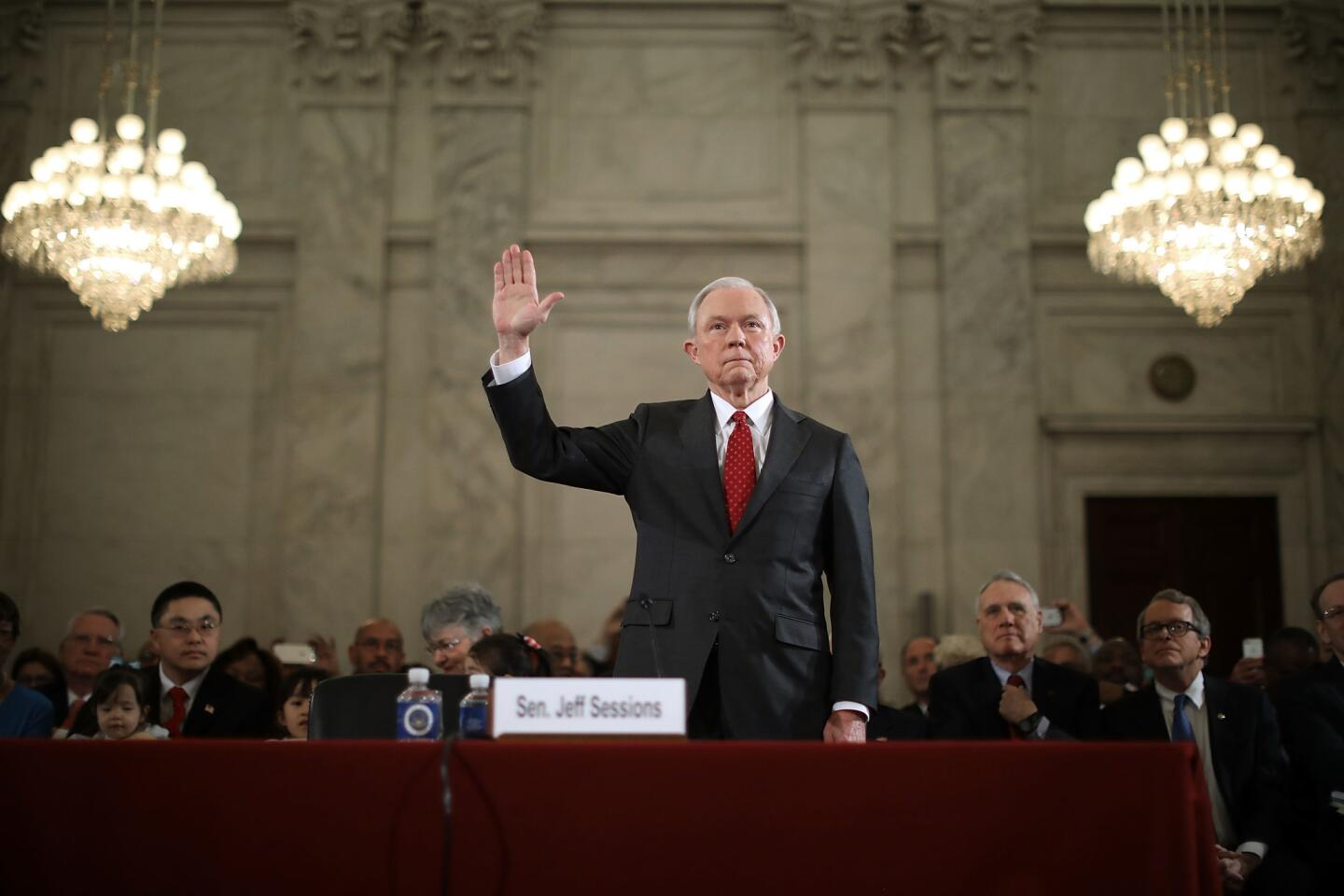 Sen. Jeff Sessions, R-Ala., is sworn in before the Senate Judiciary Committee during his confirmation hearing to be the U.S. attorney general Jan. 10, 2017.
