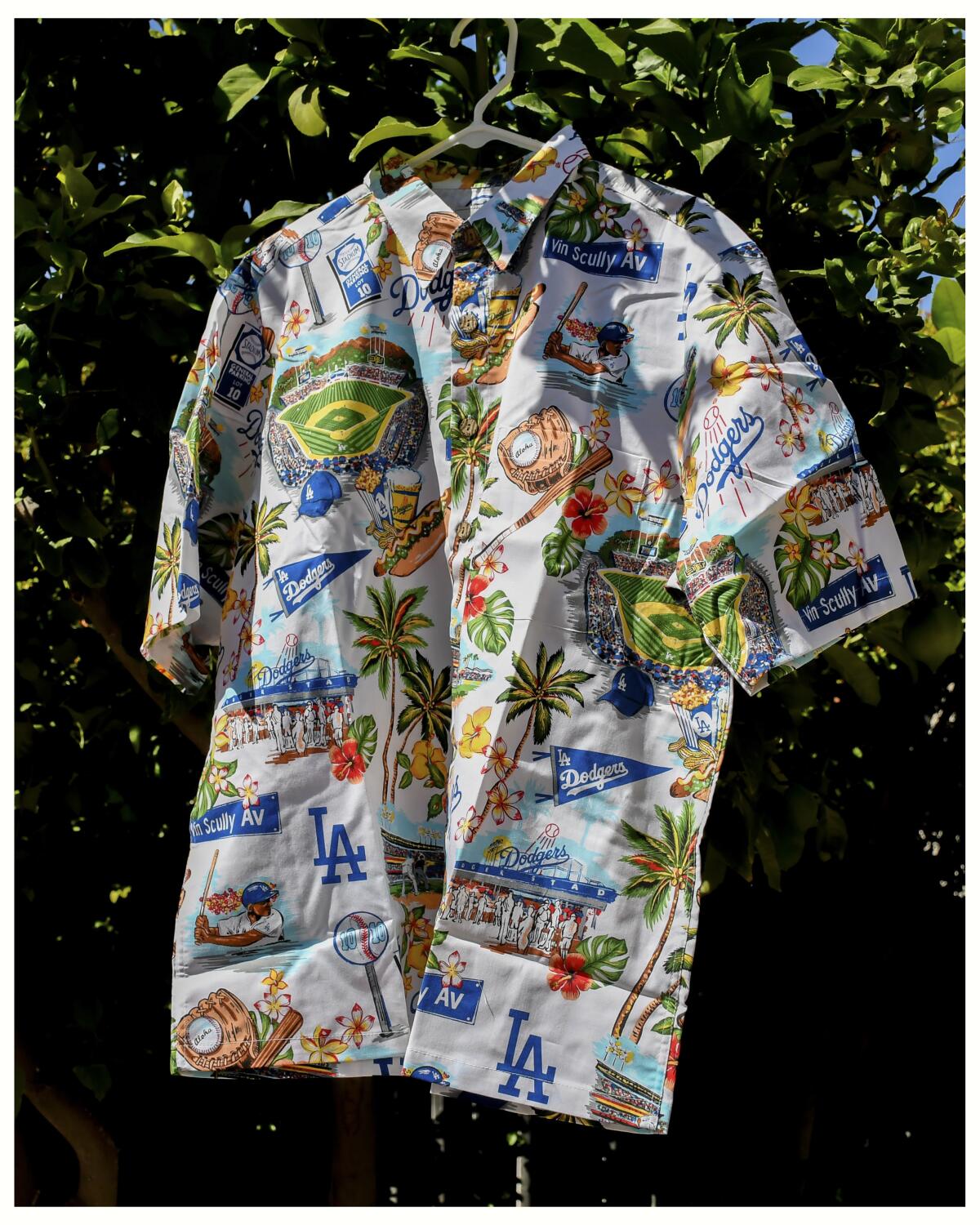 Dodgers Hawaiian-style shirt, designed by Reyn Spooner. 
