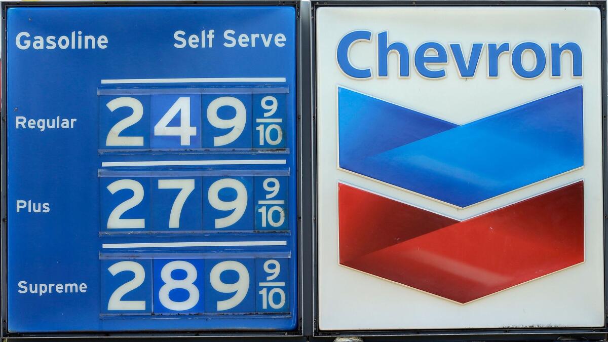 Gas prices at a Chevron station in Miami on May 3.