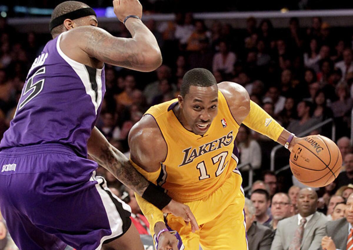 Dwight Howard was sometimes a half-step behind plays and occasionally breathing hard, but he gave Lakers fans a look at the possibilities he can create.