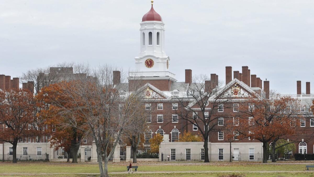 The Harvard University campus in Cambridge, Mass.