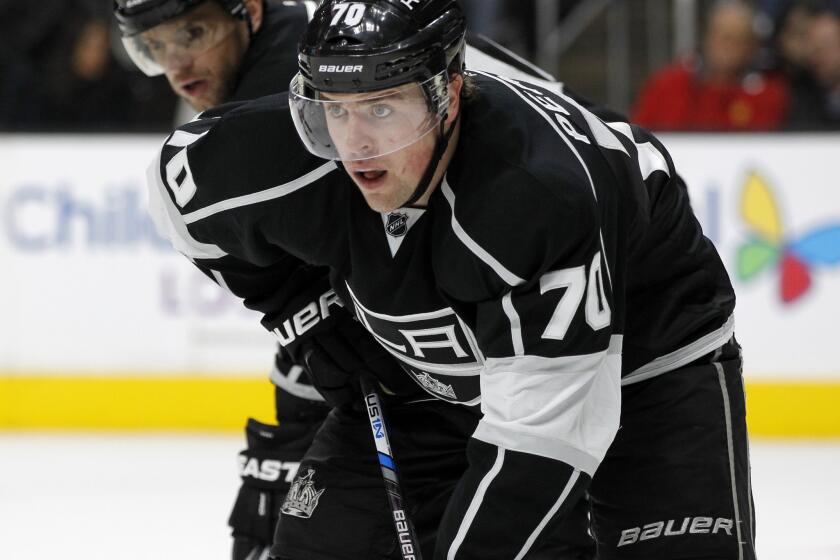Kings forward Tanner Pearson looks on during a game against the Detroit Red Wings on Jan. 11.