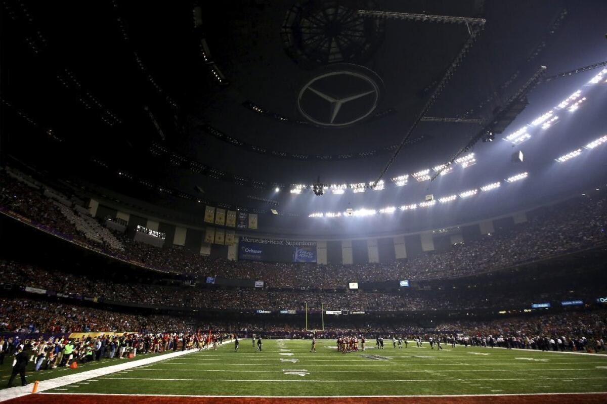 CBS broadcast the Super Bowl in February, bringing in a bounty of ad dollars. Above, the Superdome after a 34-minute power outage in the second half.