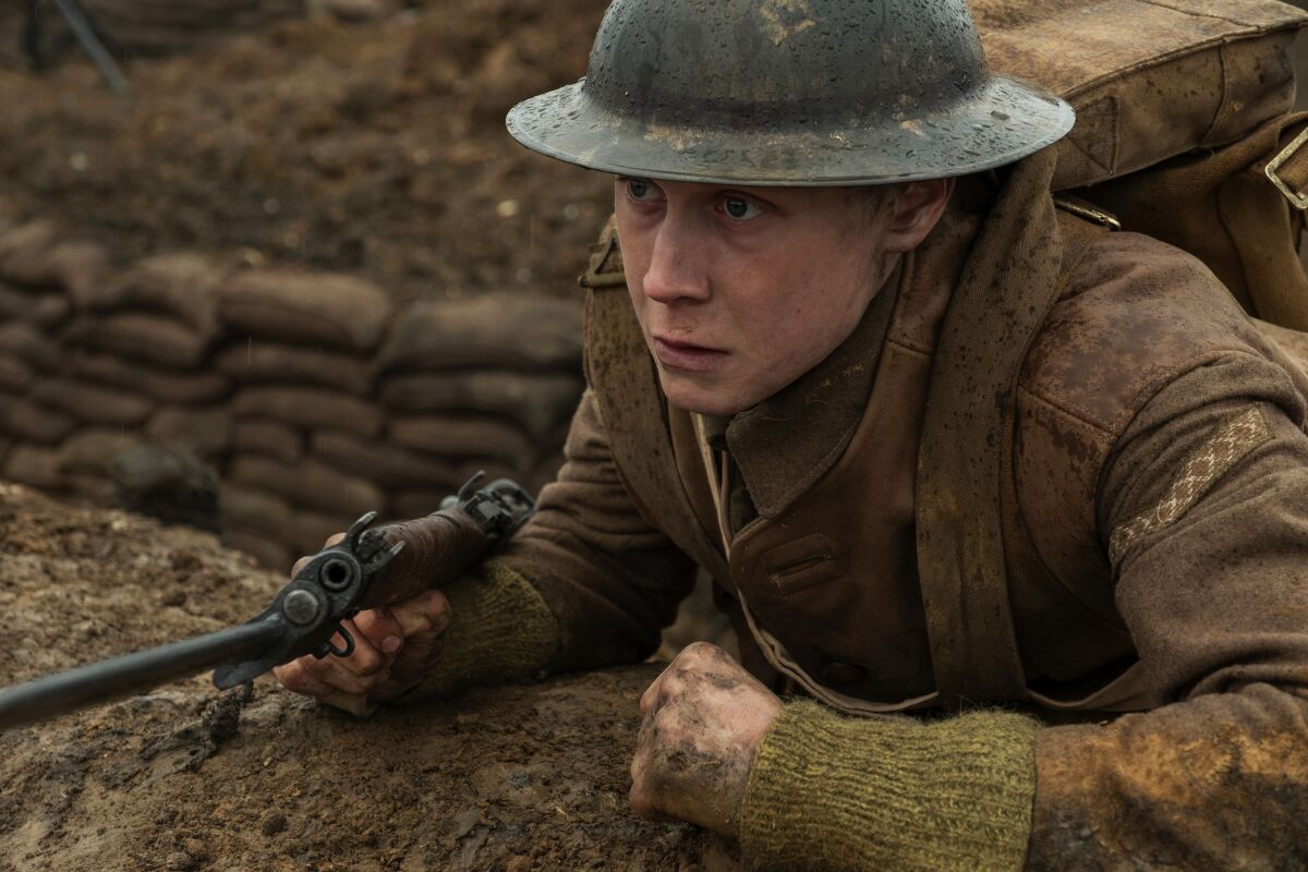 Much of "1917" is from the field of vision of its co-lead, George MacKay, as Schofield.