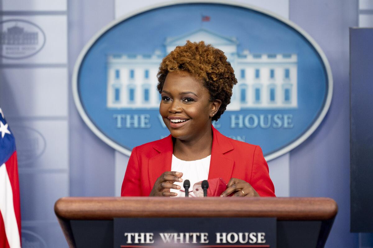 Karine Jean-Pierre at a White House press briefing