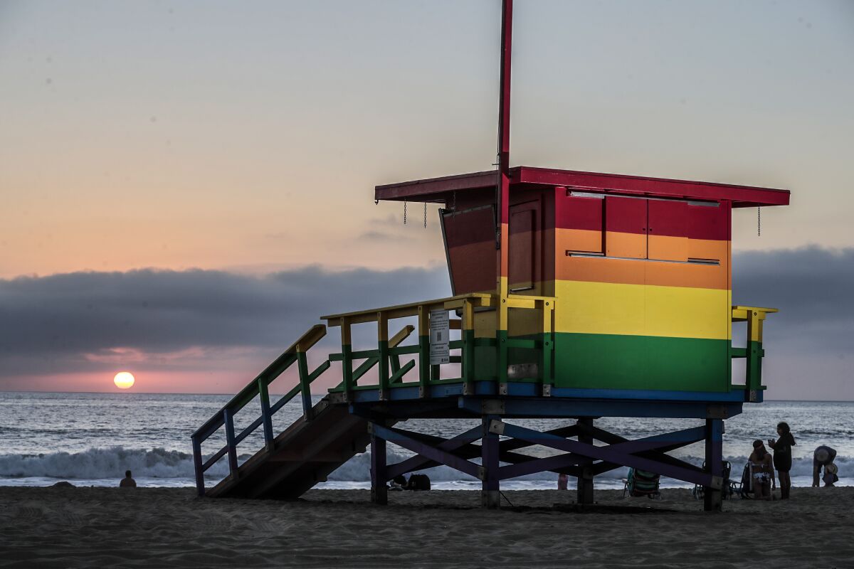 The Hermosa Beach lifeguard tower will remain permanently painted with LGBTQ+ rainbow pride colors 