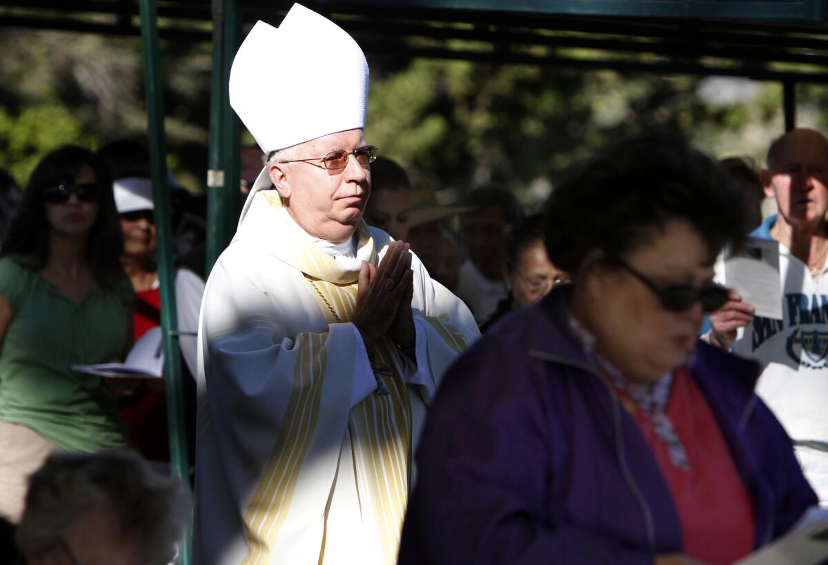 Cirilo Flores at a Mass while serving as auxiliary bishop of Orange in 2010. Named bishop in San Diego in 2013, he has advanced cancer.