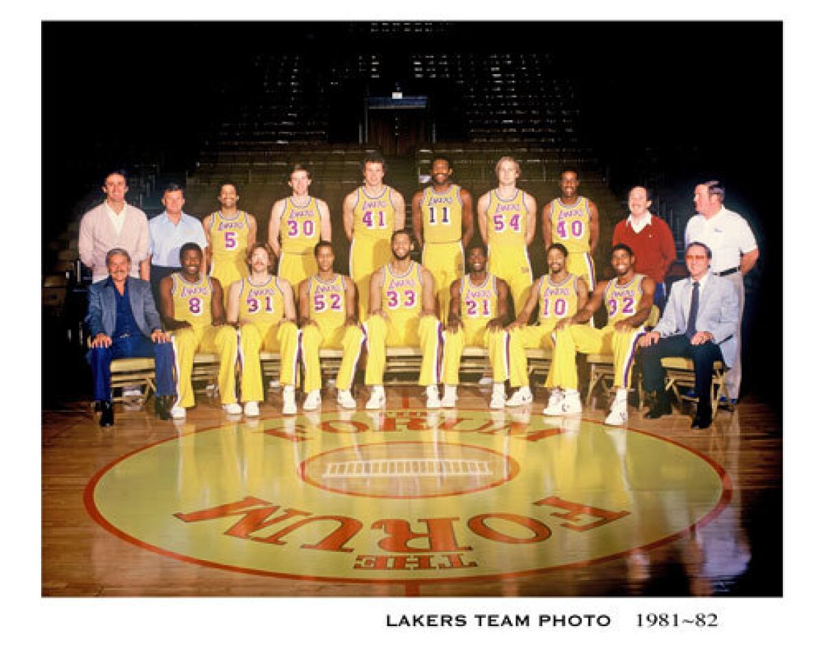 The 1981-82 Lakers 57-25, first in Pacific Division, and defeated Philadelphia 76ers in NBA Finals, 4-2.