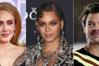This combination of photos shows top nominees for the Gramy Awards, from left, Adele, Beyonce and Harry Styles. (AP Photo)