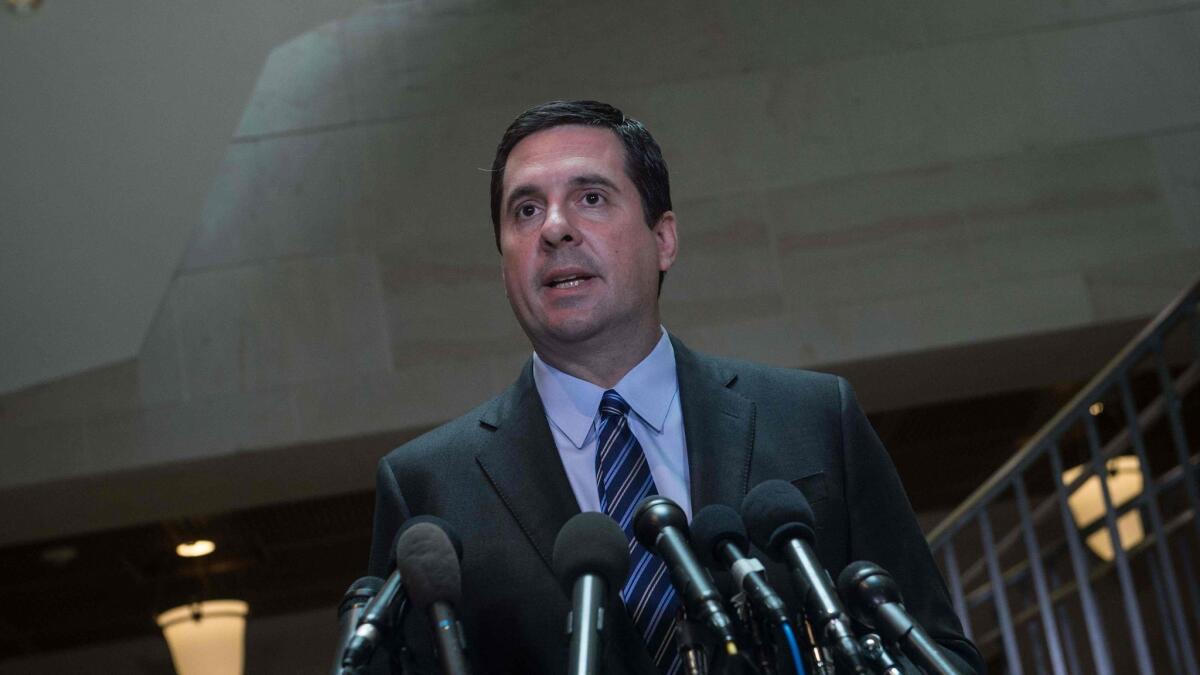 Devin Nunes, chairman of the House Intelligence Committee, speaks to the press on March 24, 2017.