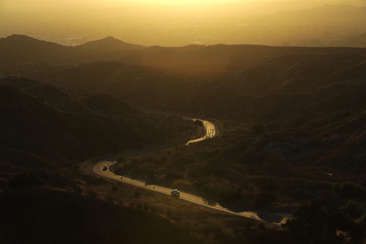 A desolate drive on Lopez Canyon Road above the San Fernando Valley. 