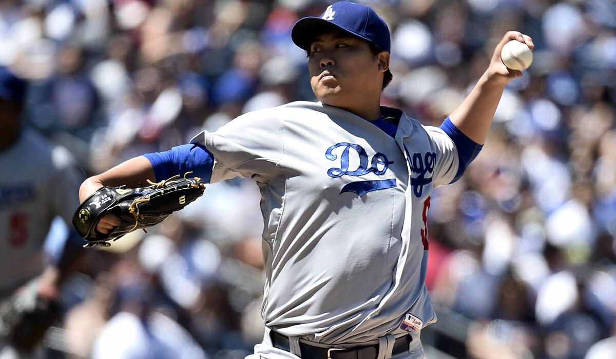 Dodgers starting pitcher Hyun-Jin Ryu came off the disabled list Sunday and pitched seven innings against the Padres, limiting them to one run and four hits.