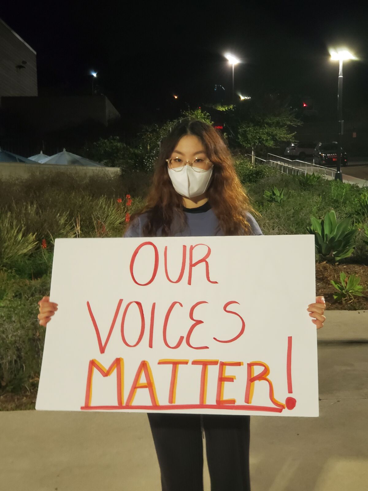 A CCA student protesting.