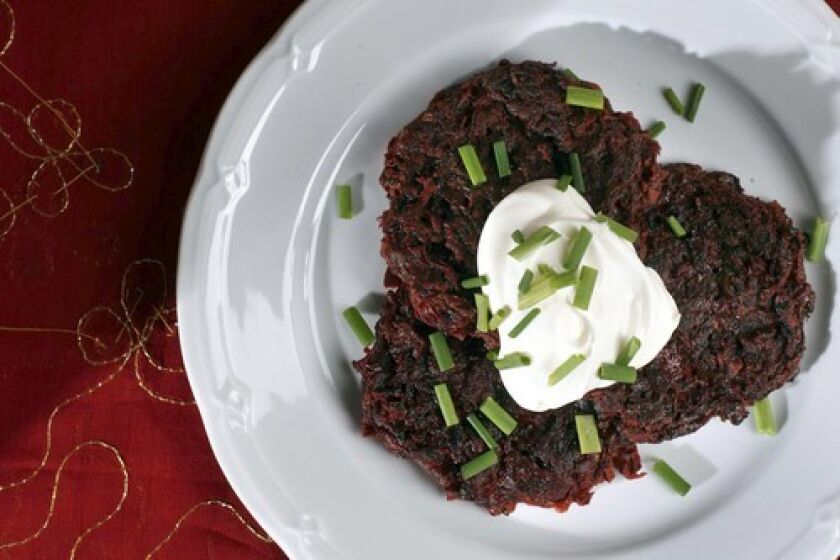 OFFBEAT: Who says latkes have to be made with potatoes? These are made with beets.