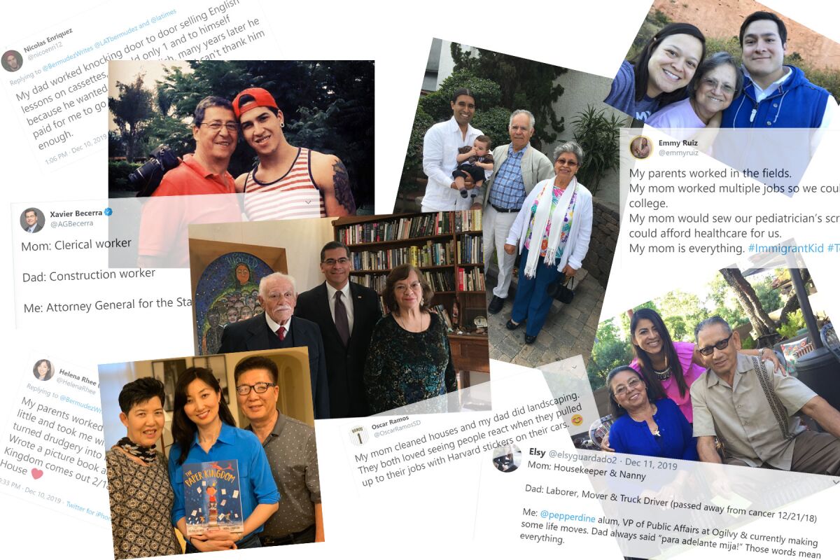 What jobs did your parents work to help you get to where you are?