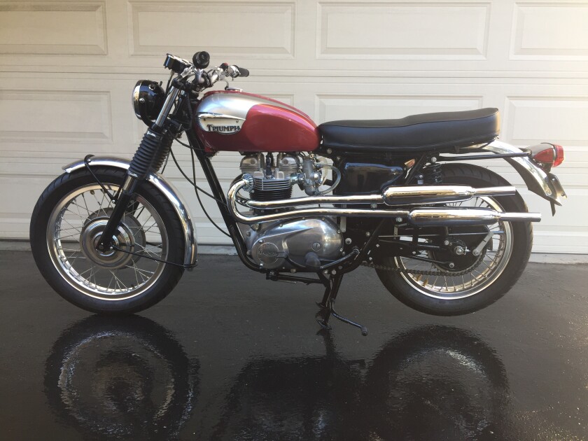 This 1966 Triumph Bonneville T120 hot rod maintains its vintage look.