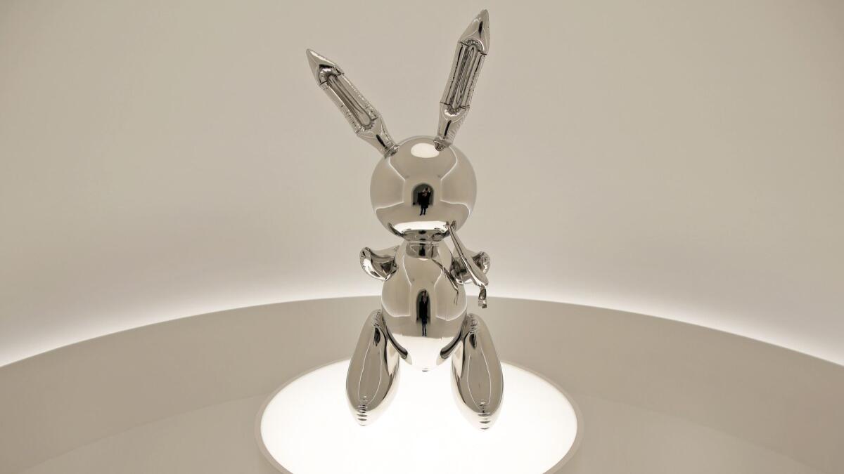 "Rabbit" by Jeff Koons on display during a media preview at Christie's in New York.