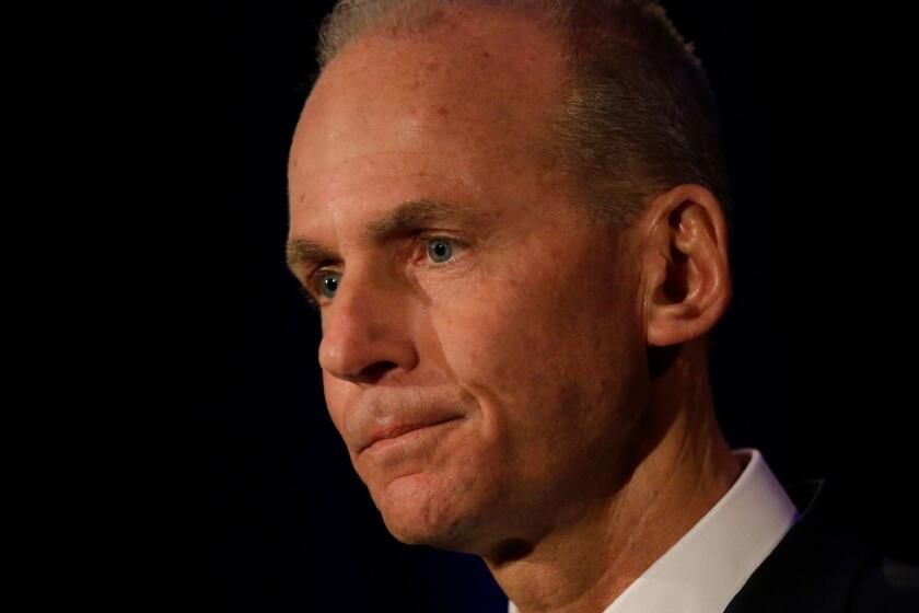 Mandatory Credit: Photo by JOSHUA LOTT/POOL/EPA-EFE/REX (10222061am) Boeing Chief Executive Officer Dennis Muilenburg speaks during a press conference after the Boeing Annual General Meeting in Chicago, Illinois, USA, 29 April 2019. Boeing management faced questions from shareholders on their handling of the 737 Max crisis and heavy losses of stock of some 10 percent after October 2018 Lion Air and March 2019 Ethiopian Airlines 737 Max passenger plane accidents. Boeing Annual General Meeting in Chicago, USA - 29 Apr 2019 ** Usable by LA, CT and MoD ONLY **