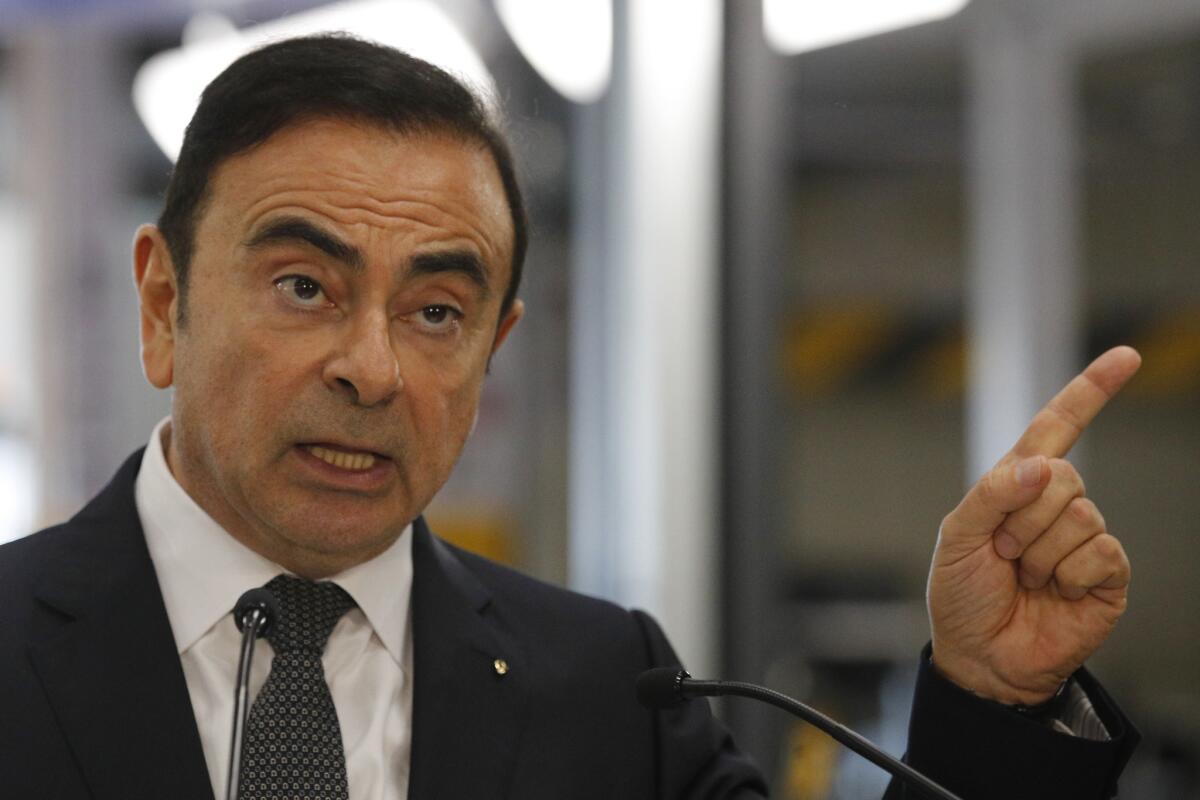 Carlos Ghosn inside a Renault factory in France in 2018.
