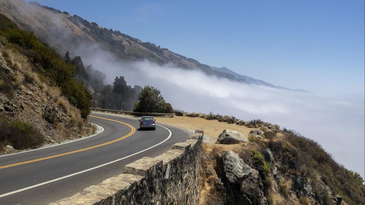 Fog clears near Lucia on the 650-mile Highway 1 that cuts through Big Sur, Calif.